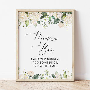 Poster Fleurs Blanches, Fleurs Crème, Bohème, Bar Mimosa