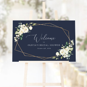 Poster Fleurs blanches, fleurs crème, Boho, Bienvenue de