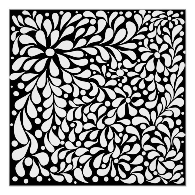 Poster Fleurs blanches modernes en gras sur arrière - pla (Devant)