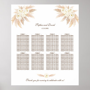 Poster Fleurs blanches Pampas Mariage en herbe