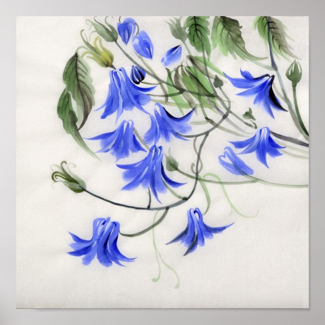 Poster Fleurs bleues (Devant)