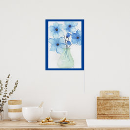 Poster Fleurs bleues dans un vase Cartes de notes