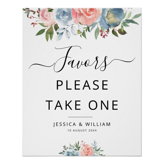 Poster fleurs bleues et rousses Signer favoris (Devant)