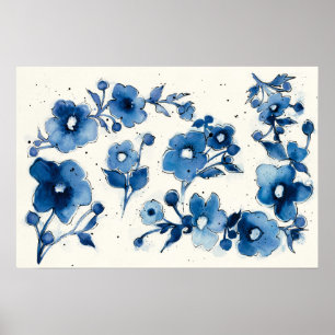 Poster Fleurs bleues indépendantes
