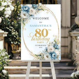 Poster Fleurs boho aquarelle classique 80e anniversaire d