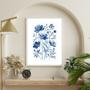 Poster Fleurs botaniques de fleurs florales aquarelle ble