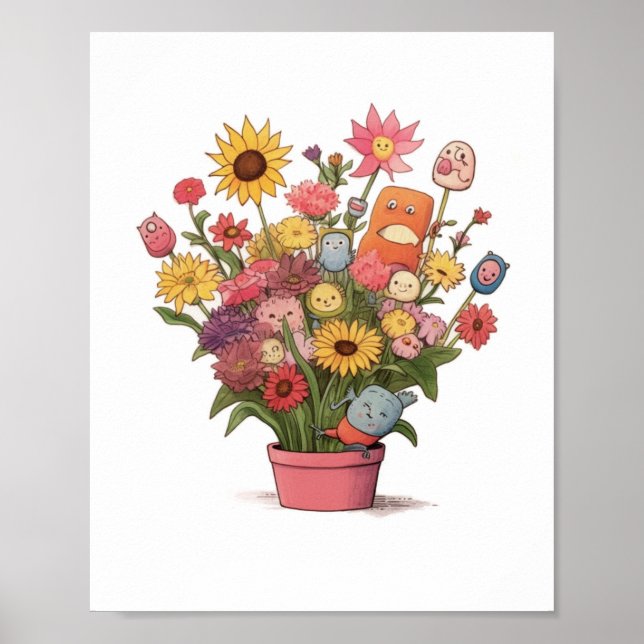 Poster Fleurs, bouquet, pot de fleurs (Devant)