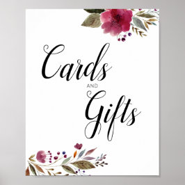 Poster Fleurs Bourgogne Cartes et cadeaux Mariage de tabl