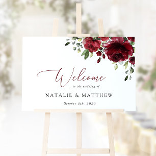 Poster Fleurs Bourgognes, Fleurs rouges, Accueil Mariage