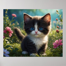*~* Fleurs Chat Kitty Noir 5:4 Feline Kitten
