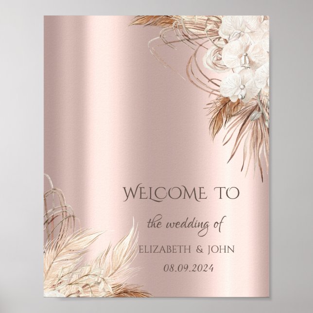 Poster Fleurs Chic Boho Or Rose (Devant)