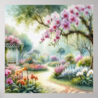 Poster Fleurs colorées dans des couleurs pastel doux aqua