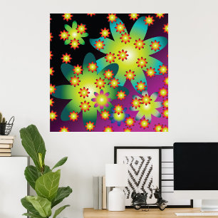 Poster Fleurs colorées rétro