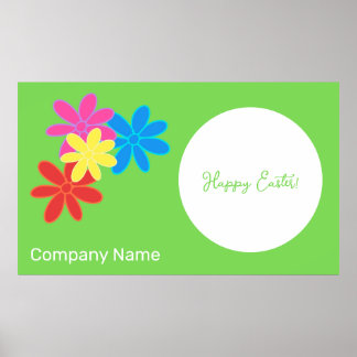 POSTER FLEURS COLORÉES VERT BLEU ROSE ROSE SAISONNIÈRE