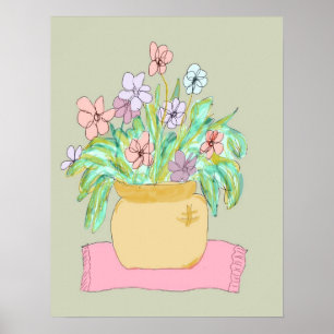 Poster Fleurs dans un pot en Pastel