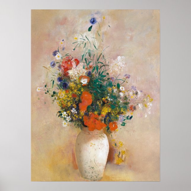Poster Fleurs dans un vase Peinture Odilon Redon Extraord (Devant)