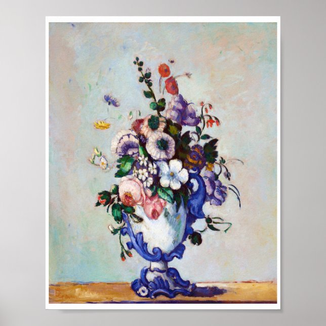 Poster Fleurs dans un Vase Rococo, Paul Cezanne (Devant)
