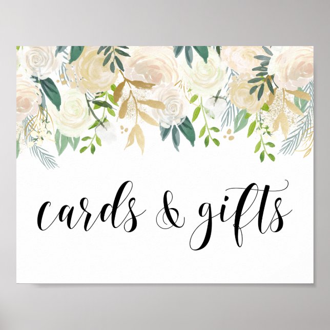 Poster Fleurs d'aquarelle avec cartes et cadeaux d'huile  (Devant)
