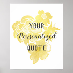 Poster Fleurs d'aquarelle en feuille d'or Guillemet perso