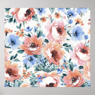 Poster Fleurs d'aquarelle, illustration motif transparent