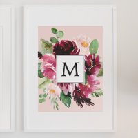 Fleurs d'aquarelle modernes Monogrammes