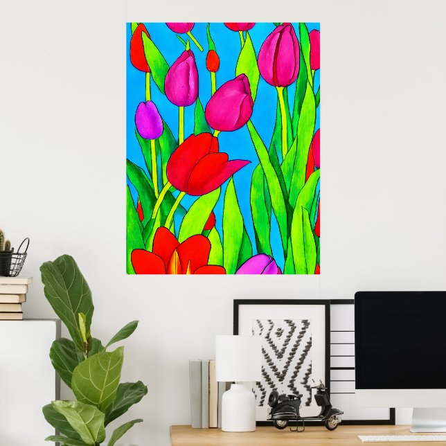Poster Fleurs d'art mural (Bureau à domicile)