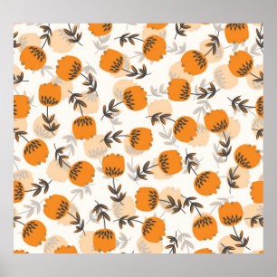 Poster Fleurs d'art populaire style scandinave
