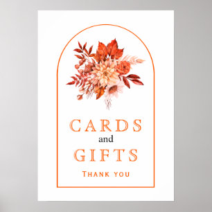 Poster Fleurs d'automne orange et mariage de automne de f
