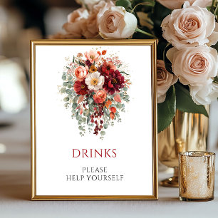Poster Fleurs de Bourgogne d'automne Boissons Mariage Des