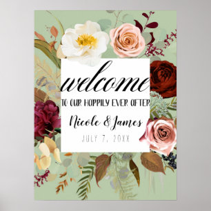 Poster Fleurs de campagne vertes rustiques de mariage de