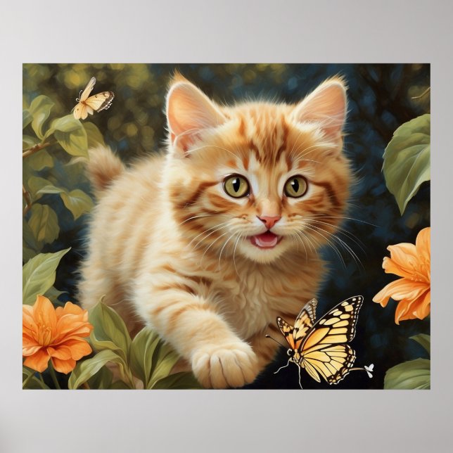 Poster *~* Fleurs de cercueil papillon 5:4 Chat Kitten AP (Devant)