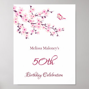 Poster Fleurs de cerisier Anniversaire Personnalisé Anniv