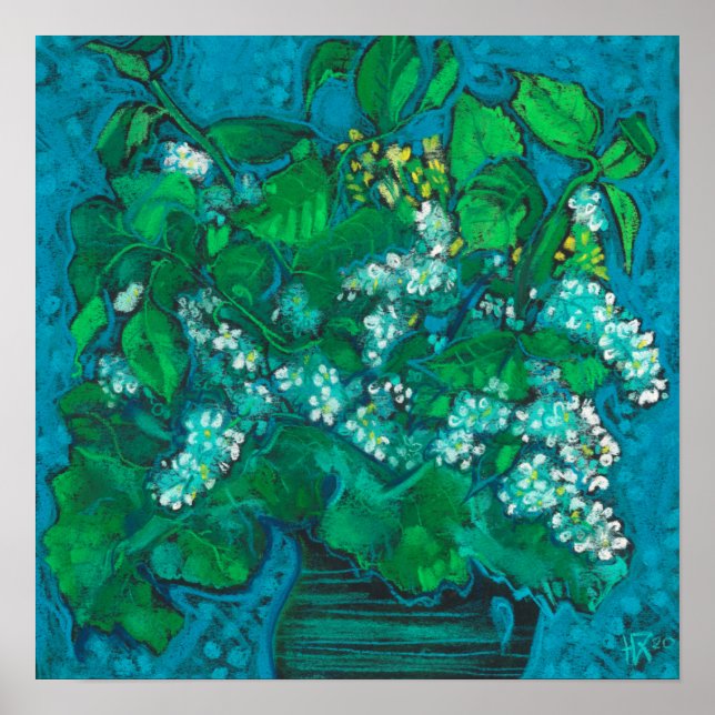 Poster Fleurs de cerisier d'oiseaux Fleurir peinture flor (Devant)