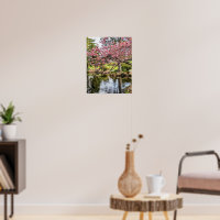 Fleurs de cerisier roses et photographie d'étang