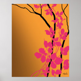 Poster Fleurs de cerisiers de Bella | fuchsia orange mand