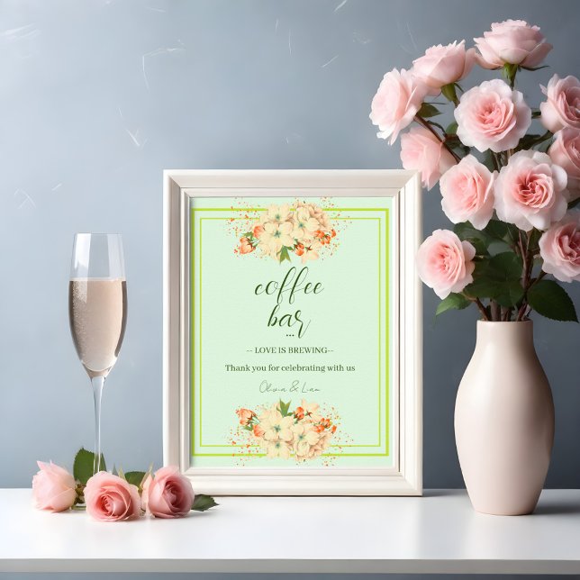 Poster Fleurs de cerisiers roses, Bar Mariage à café (Créateur téléchargé)