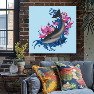 Poster Fleurs de dauphin Lotus Fleurs de cerisiers