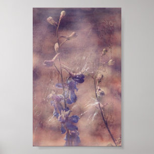 Poster Fleurs de Delphinium Grunge Art numérique