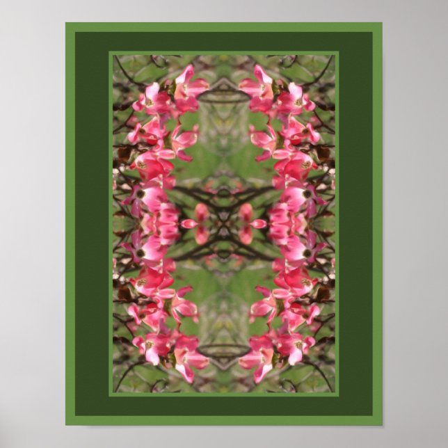 Poster Fleurs de Dogwood rose Peinture Abstraite (Devant)