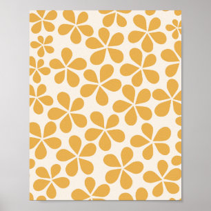 Poster Fleurs De Faisée 06 Moutarde Jaune Et Crème Blanc
