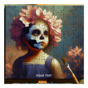 Poster Fleurs de fille de puzzle mignonnes de fantaisie
