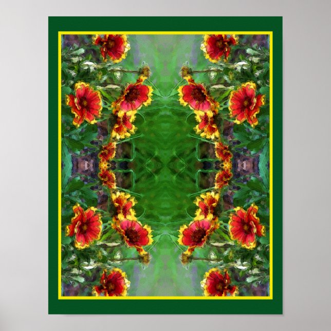 Poster Fleurs de Gaillarde en Aquarelle Art de la Nature (Devant)