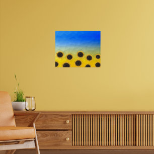 Poster Fleurs de géométrie de maillage de motif jaune ble