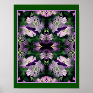 Poster Fleurs de géranium violet Multipliées Abstraites