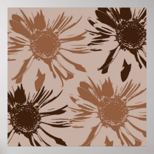 Poster Fleurs de Gerbera Brown Terre