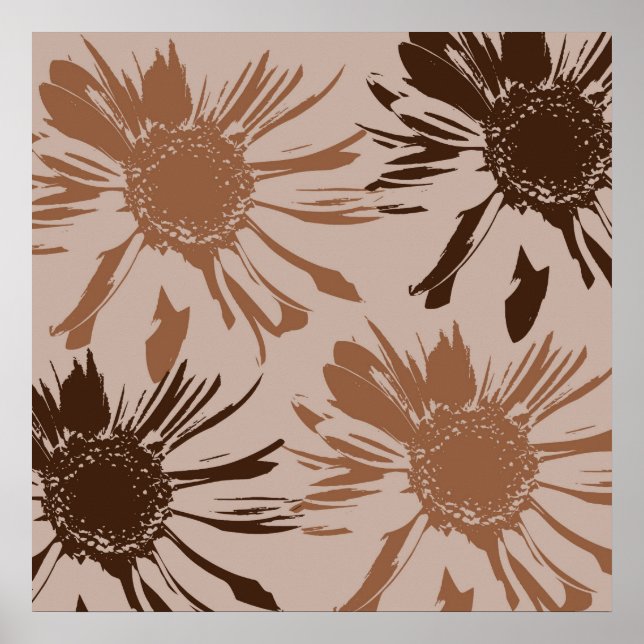 Poster Fleurs de Gerbera Brown Terre (Devant)