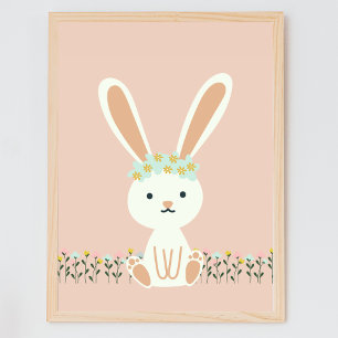 Poster Fleurs de lapin mignonette rose Enfants Nourriture