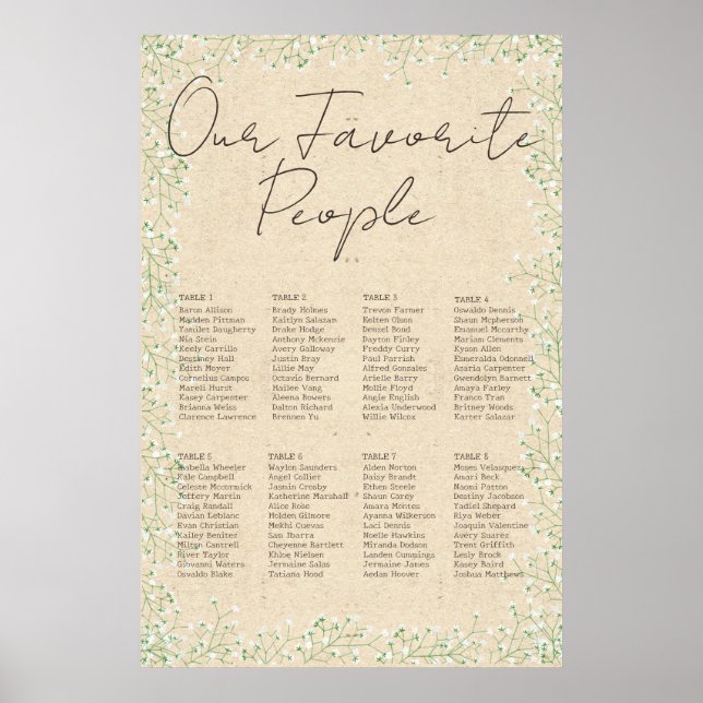 Poster Fleurs de l'haleine du bébé Mariage rustique carte (Devant)