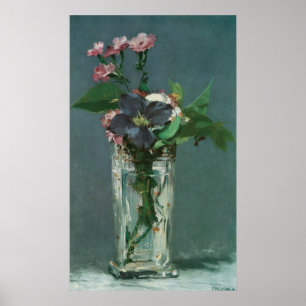 Poster Fleurs de manet dans un vase de cristal