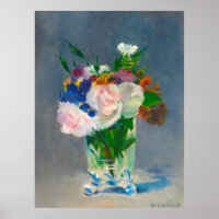 Fleurs de manet dans un vase de cristal
